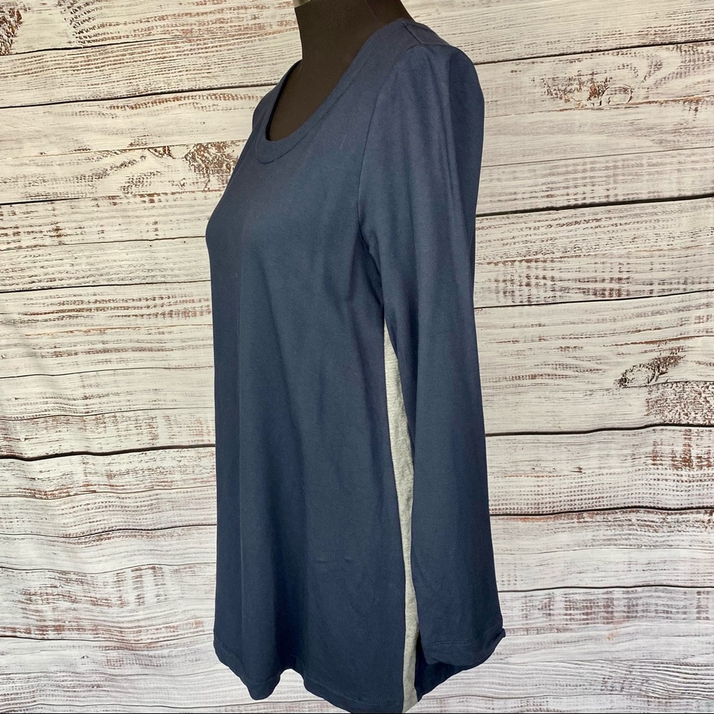 J. JILL WEAREVER COLLECTION Navy Blue Grey Side Stripe Sweatshirt Tunic